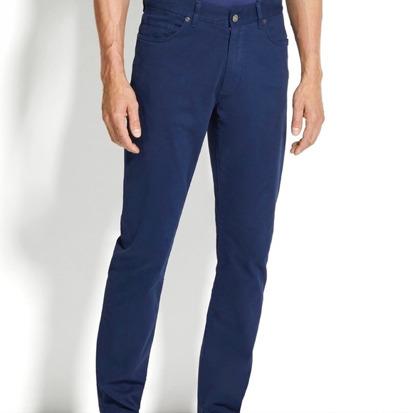 ZEGNA Men’s GAN Stretch Cotton Five Pocket Pant - Size 42 navy